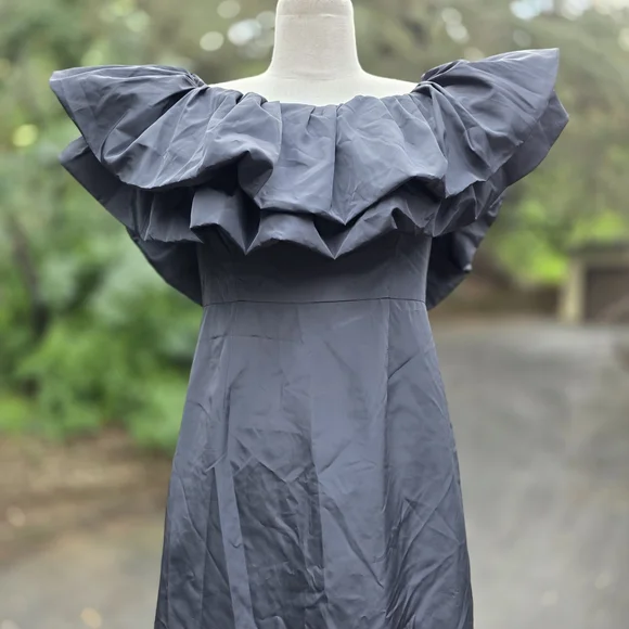 NEW $595 RHODE VIOLA OFF THE SHOULDER BLACK MIDI DRESS SIZE 6 - Picture 4 of 13